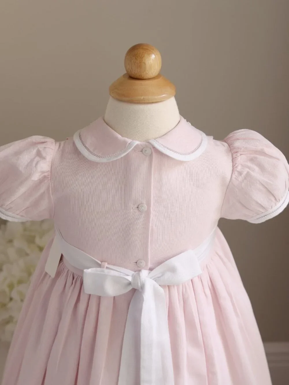 Pink Cotton Linen Heirloom Dress Hand Embroidery Pearls Tucks 2T Rare Find Like